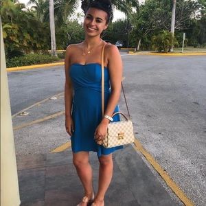 Express Blue Strapless Dress